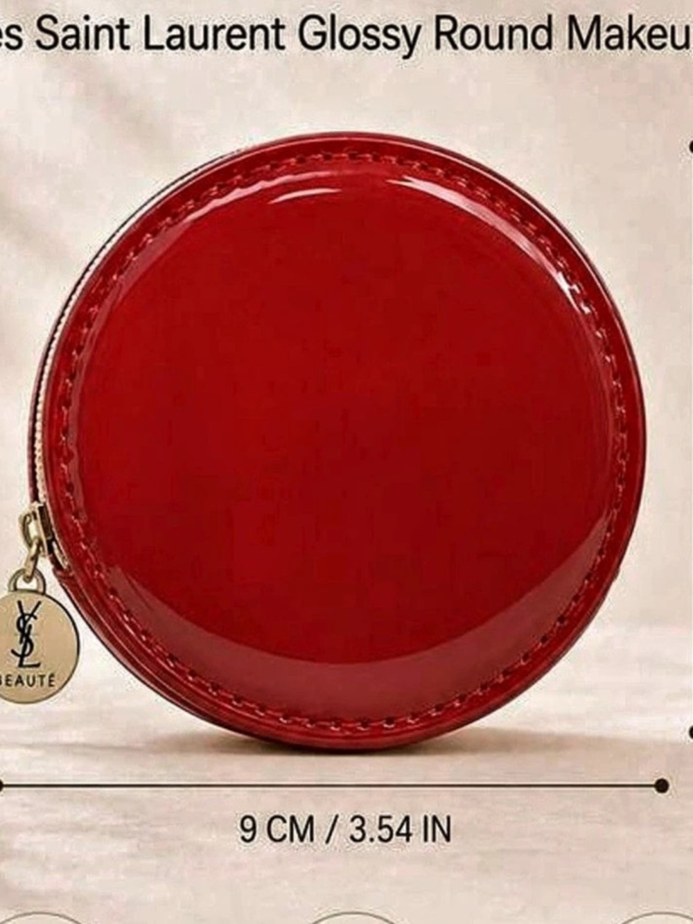 Yves Saint Laurent Beaute Glossy Round Makeup Bag Red